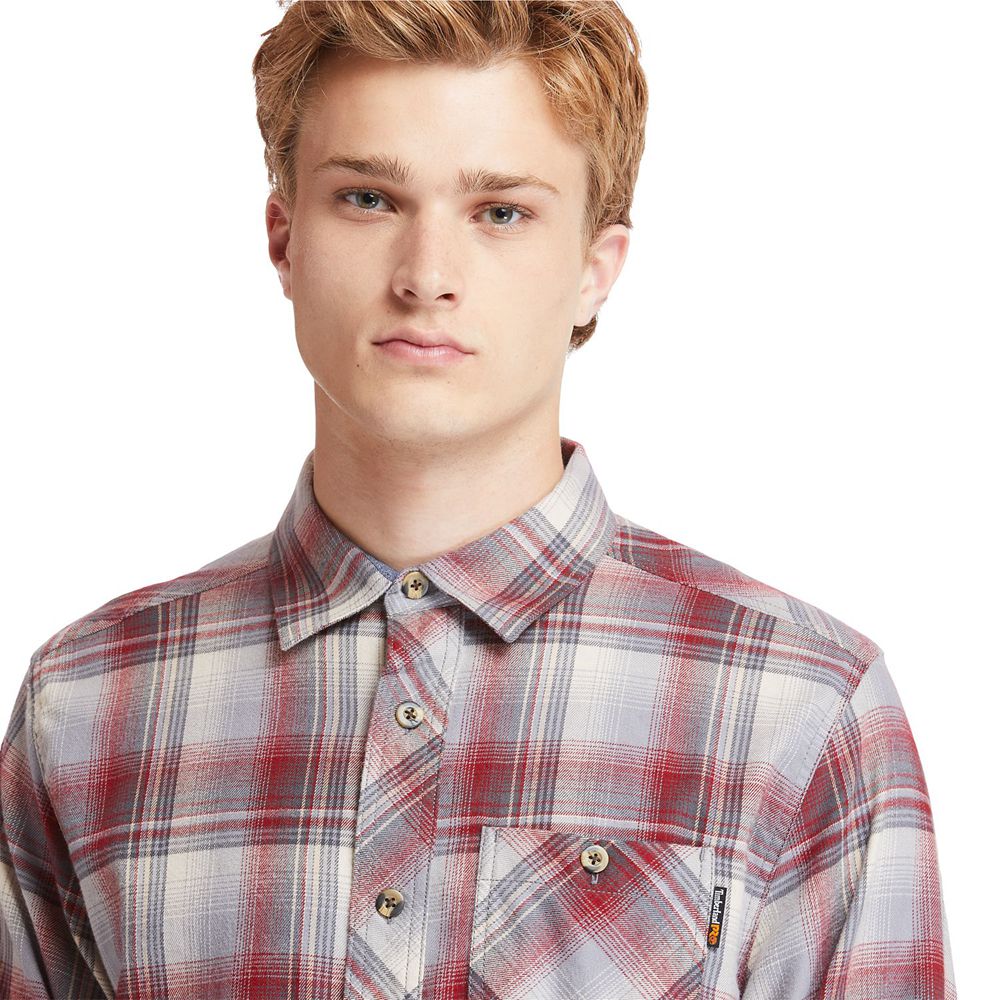 Camisa Timberland Argentina Hombre - Pro® Woodfort Midweight Flannel Work - Burdeos - EHDNZV-714